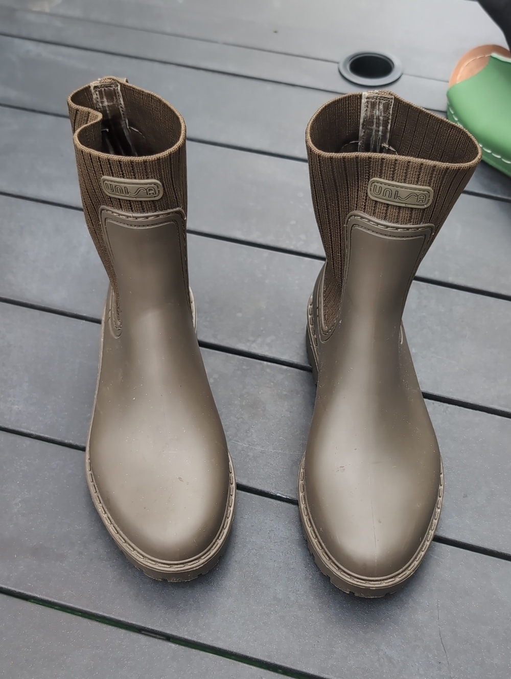 Unisa Olive/Brown Leather Ankle Boot European 36 Size 5.5-6